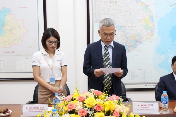 Ông Chuang, Tzu – Yi – Tổng Giám đốc Công ty TNHH Công nghệ chính xác FuYu (doanh nghiệp thuộc tập đoàn Foxconn) phát biểu tại sự kiện